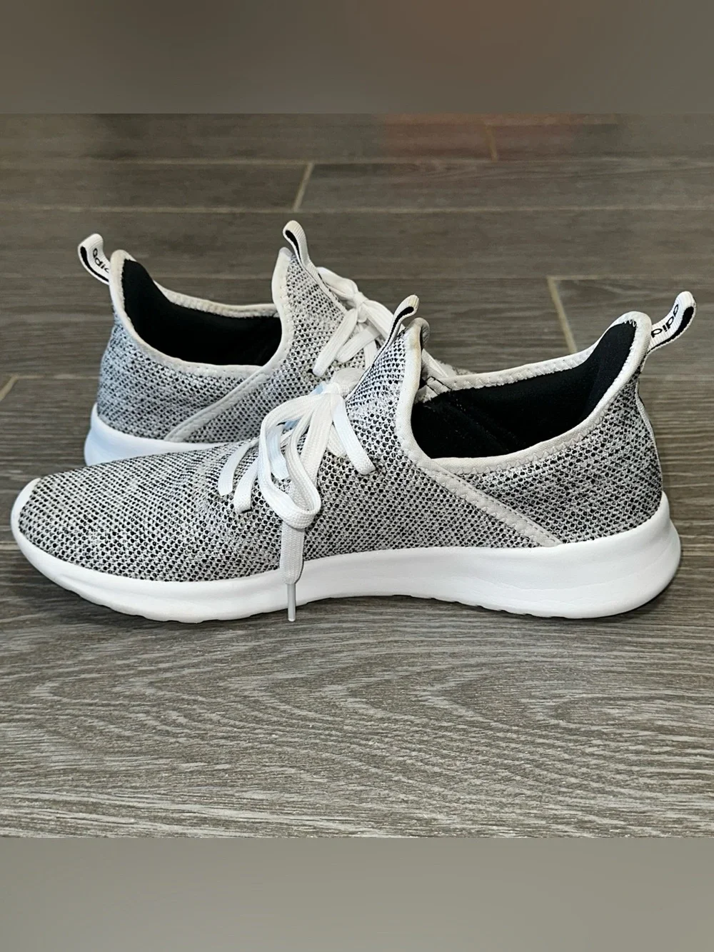 adidas Cloudfoam Pure Women’s 9.5 Shoes White Black Running Casual Sneakers